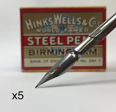 X5 Vintage Hinks & Wells Co 2361 F Pen Nibs For Dip Pens Bank Of England Fine • $8