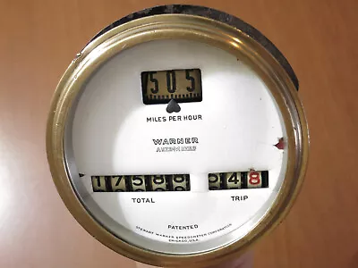 1910's 1920's Porcelain Face Warner Auto-Meter Speedometer Brass Car Antique • $195