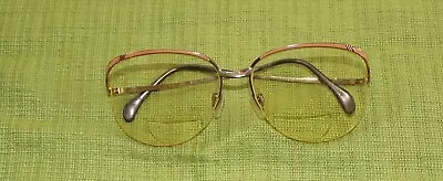 Vintage TITANOS T-748 Half Rimless Eyeglasses Gold Tone Frame W Pink Accents • $48