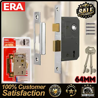 ERA 3 Lever Mortice Door Lock 2.5″ Chrome Effect • £13.49