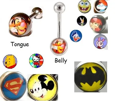 New Logo Belly Or Tongue Bar Navel Piercing Stud Body Jewellery Picture Disney • £3.29