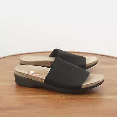 Munro Womens Casita Slide Sandals Size 9 N Narrow Black Stretch Fabric M487087 • $29.95