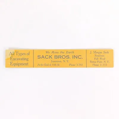 Vintage Advertising 6 Inch  Ruler 1952 Calendar Sack Bros Inc Jamestown NY • $9.83