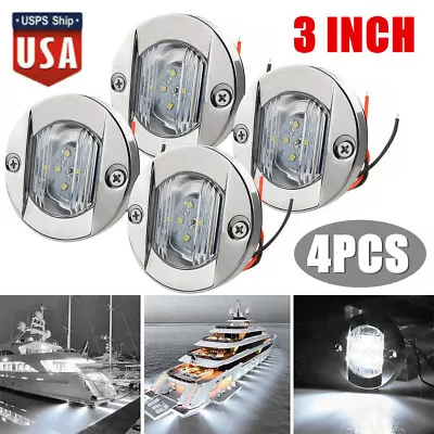 4X Round Marine Boat LED Courtesy Lights Cabin Deck Stern Navigation Light White • $13.96