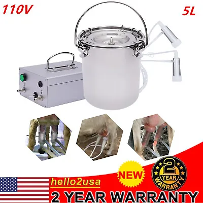 5L Dual Head Sheep Goat Cow Milking Machine Vacuum Impulse 304 Steel Pump Milker • $105