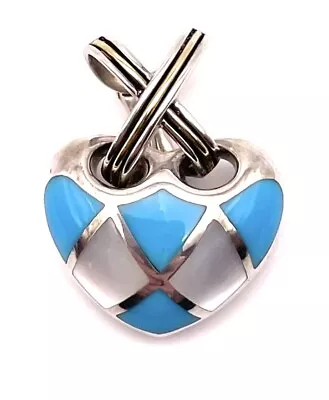 Eric Grossbardt Sterling Silver 925 / 18k Gold Turquoise MOP Heart Pendant • $99.99