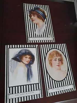 3x Old Glamour Postcards (Inter Art Artistic Series) • £18