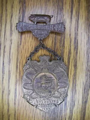 Antique Fireman's Convention Badge Reading Pa. 1895 & Pittsburg Pa. 1898      E6 • $129.95