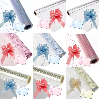 £0.99 • Buy Baby / Boy Girl Cellophane Gift Wrap Shower Hampers + Pull Bow Ribbon & Card