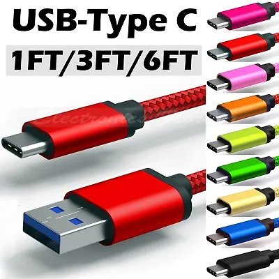 ✔ Nylon Braided Rope USB-C Type C Data Sync Charger Charging Cable Cord - LOT • $5.99