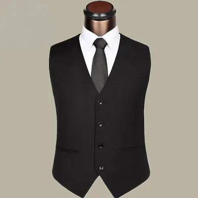 Men Suit Waistcoat Vest Gilet Single-Breasted Sleeveless Casual Formal Prom Work • $21.56