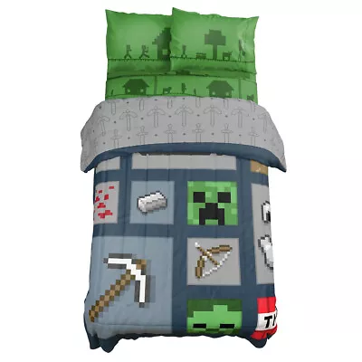 Minecraft Gamers Twin Bed Comforter And Sheets Set Microfiber Kids Bedding • $93.99