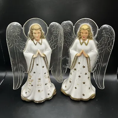 2 Vintage Hard Plastic Angel Tree Topper Or Tabletop Decoration No Lights • $25