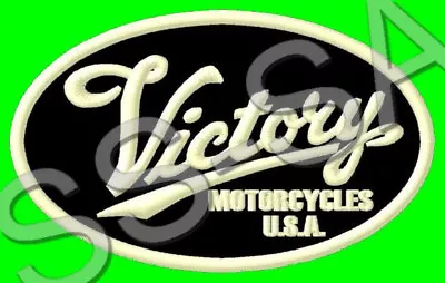 VICTORY MOTORCYCLES EMBROIDERED PATCH IRON/SEW ON ~4-5/8  X 2-3/4  VISION HAMMER • $12