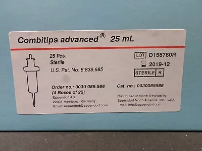 EPPENDORF 25mL Combitips Advanced STERILE Pipette Tips 0030089588 (25/Box) • $24.07