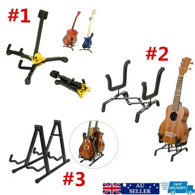 $17.60 • Buy Folding Guitar Stand Bass Tripod Electric Acoustic Floor Double Holder Rack New