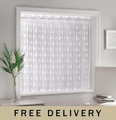 Milan - Floral Vertical Louvre Style Window Blind Pleated Lace Panel Curtain • £21.99