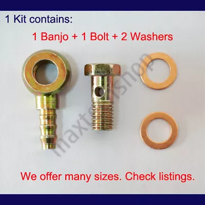 M10 M10x1.0 X1.25 X1.5 10mm Bolt 6mm 1/4  In Hose Barb Banjo Washer Fitting Set • $6.17