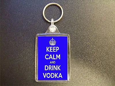 Keep Calm And Drink Vodka Blue Keyring Gift Bag Tag Birthday Gift • £3