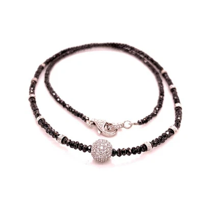 $2832 • Buy Diamond Black White Necklace 19 TCW 18k Gold 16 In Certified $5,950 920471