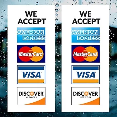 Credit Card Sign 2 Pack We Accept Visa Mastercard Amex And Discover 9 X 4 Viny • $10.20