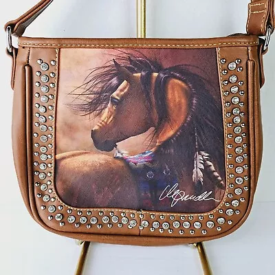 Montana West Horse Studded Rhinestone Vegan Leather Crossbody Handbag • $39.95