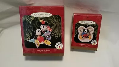 ☆ Lot Hallmark Keepsake Ornaments Mickey Mouse Snow Angel & New Pair Of Skates  • $18.50