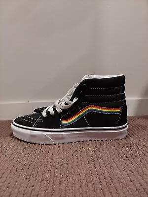 $50 • Buy Vans SK8 Hi Rainbow Pride Sneakers Shoes Black Unisex EURO 38