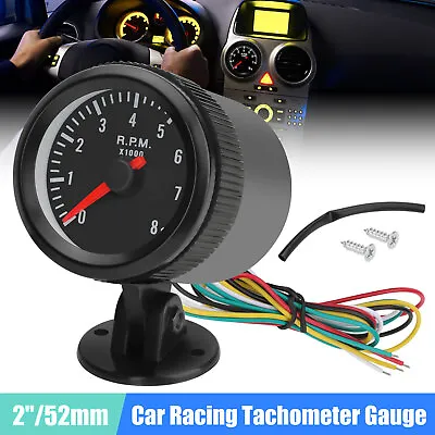 2  52mm Universal Car Tachometer Gauge Meter With LED Shift Light 0-8000 RPM 12V • $14.98