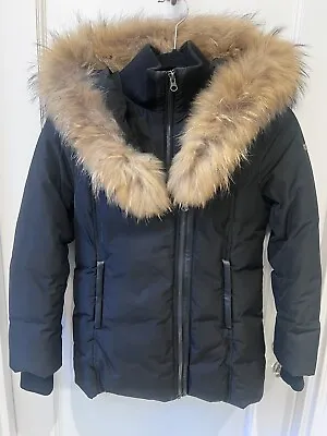 Girls Mackage Black Down Fur Parka Jacket Coat Size 10 • £78.06