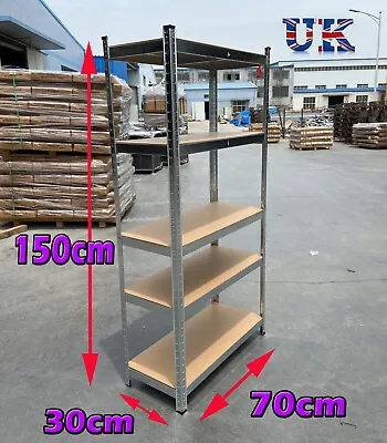 5 Tier Metal Shelving Unit Storage Racking Shelves Garage Warehouse Shed 150cm • £23.40