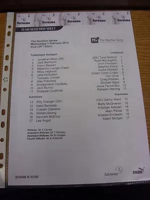 £3.99 • Buy 01/02/2012 Tottenham Hotspur Youth U19 V Liverpool Youth U19 [NextGen Series] (s