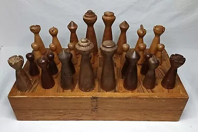 Vintage Art Deco Chess Wooden Set MISSING 1 PAWN - SOME DAMAGE Made In Mexico • $125