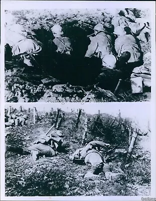 1964 World War I Trench Warfare Machine Gunners Barbed Wire Military 7X9 Photo • $17.99