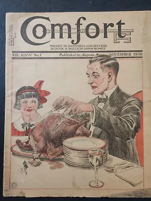 Vintage Nov 1936 Comfort Magazine - Augusta Maine Thanksgiving Cover Great Ads! • $5