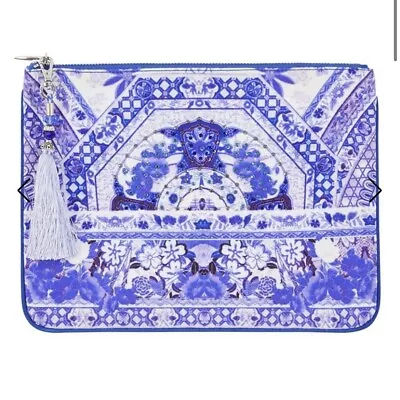 Camilla The Fan Sea Small Canvas Clutch Purse Blue Bag Designer • $99