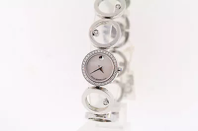 Ladies Movado 0605816 ONO Diamond Accented Stainless Steel MOP Dial Watch • $462