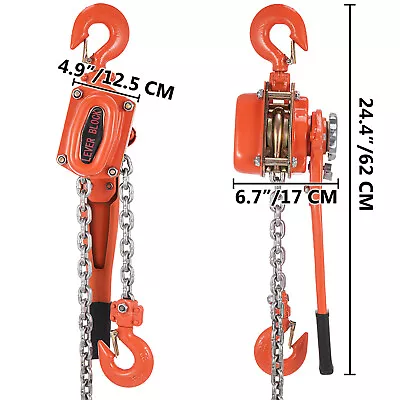 1.5T 5/10/20FT Hoist Block Ratchet Chain Lever Lift Chain Hoist Puller Lifting • £35.99