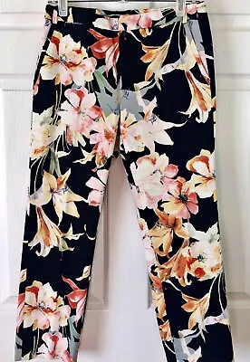 Zara Floral Lily Print Dress Pants Ankle Trousers Size 6/8 • $18