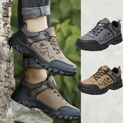 Mens Mesh Trekking Trainers Outdoor Hiking Boots Sports Waterproof Walking Shoes • £14.66