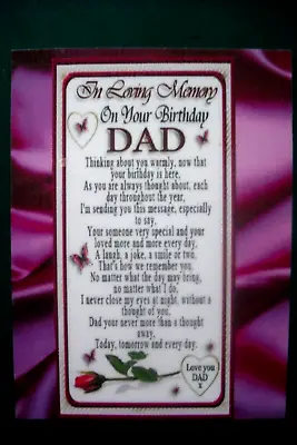 Laminated Memorial Remembrance On Your Birthday DAD Grave Card • £2.99