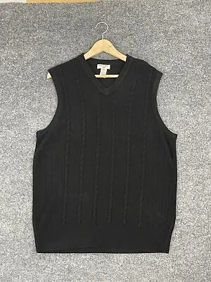 Dockers Vest Men's Large Sweater Sleeveless V-Neck Pullover  Black N309 • $14.32