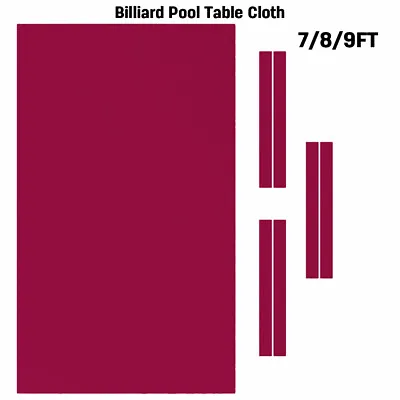 7/8/9ft Red Worsted Pool Table Felt Fast Billiard Cloth Table W/ PRE-CUT RAILS • $60