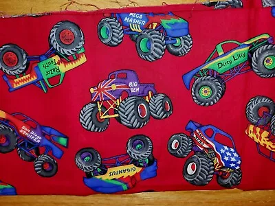 Cranston Print Monster Trucks Red Cotton Fabric 1 Yard • $14.89