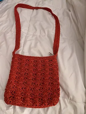 Orange Burnt Sienna Finely Crocheted Purse With Long Strap • $5.99