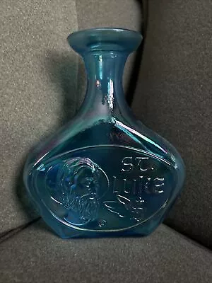 Vintage Wheaton Turquoise Blue Iridescent Carnival Glass St. Luke Bottle • $7.99