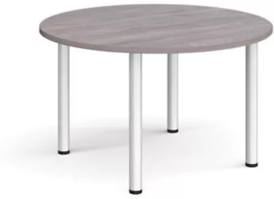 Circular Silver Radial Leg Meeting Table 1200mm - Grey Oak • £305.72