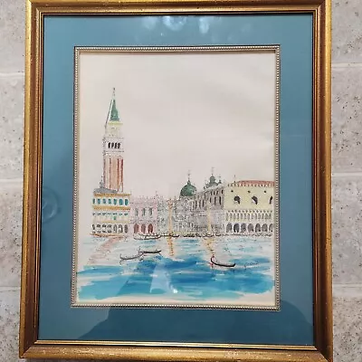 Antique Signed Watercolor  Of St Mark's  Square Venice Italy 16 X19  • $125