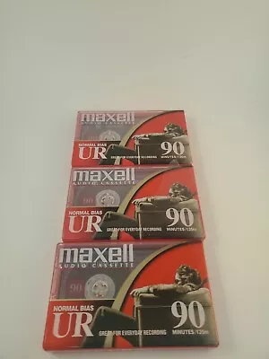  Pack Of 3 Maxell UR-90 Minutes Vintage Cassette Recording High Audio Read Descr • $27.26