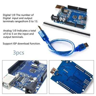 £7.08 • Buy For Arduino UNO R3 Compatible MEGA328P ATMEGA16U2 Board Unsoldered Kit USB Cable